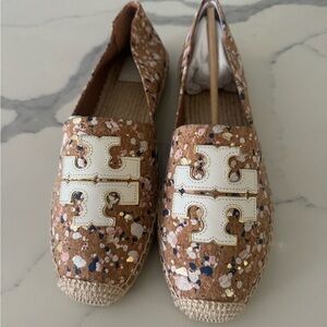 TORY BURCH WOMEN'S INES CANVAS ESPADRILLES IN NEW IVORY